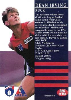 1995 Select AFL #325 Dean Irving Back